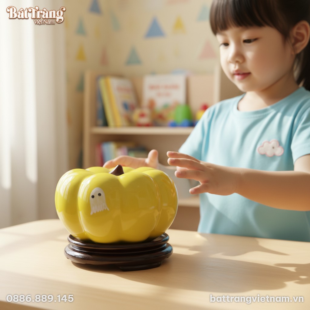 Cận cảnh tinh tế quả b&iacute; ng&ocirc; gốm sứ B&aacute;t Tr&agrave;ng m&agrave;...