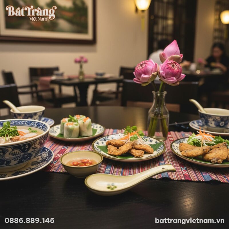 Chiếc thìa gốm Bát Tràng men kem họa tiết hoa x...