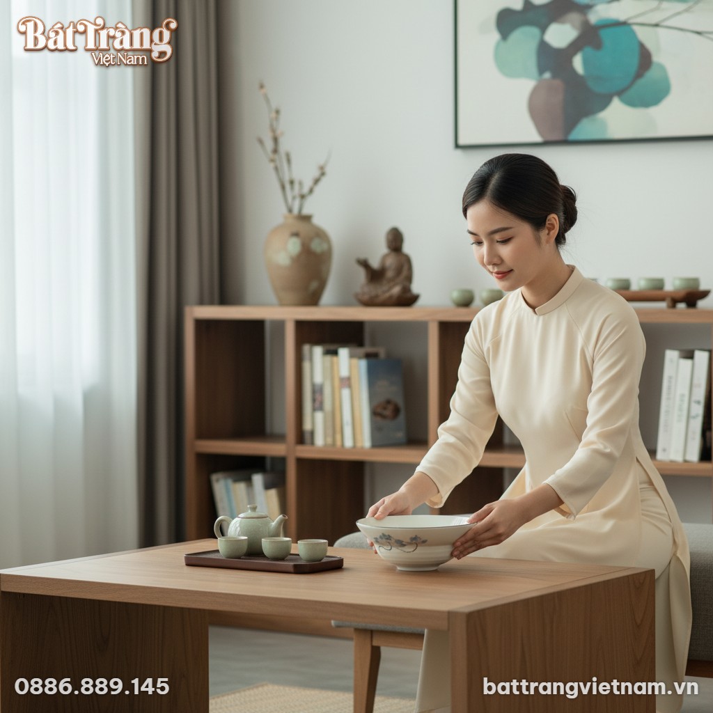 Một người phụ nữ trẻ thanh lịch đang nhẹ nh&agrave;ng ...