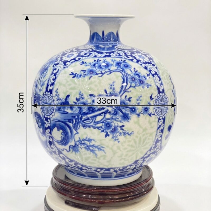 Kích thước Bình hút lộc bổ khung tứ cảnh Cổ Đồ Sinh Phú Quý nền hoa gấm vàng BT-BHL109