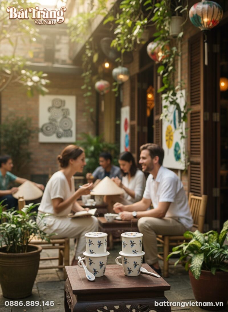 Trong một quán cà phê phong cách Việt Nam hiện ...
