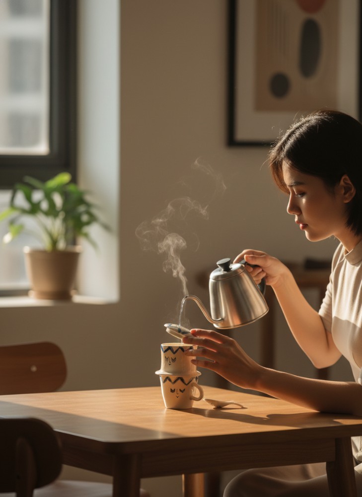 Bộ phin c&agrave; ph&ecirc; gốm sứ hoạ tiết Khu&ocirc;n Mặt Mơ M&agrave;n...