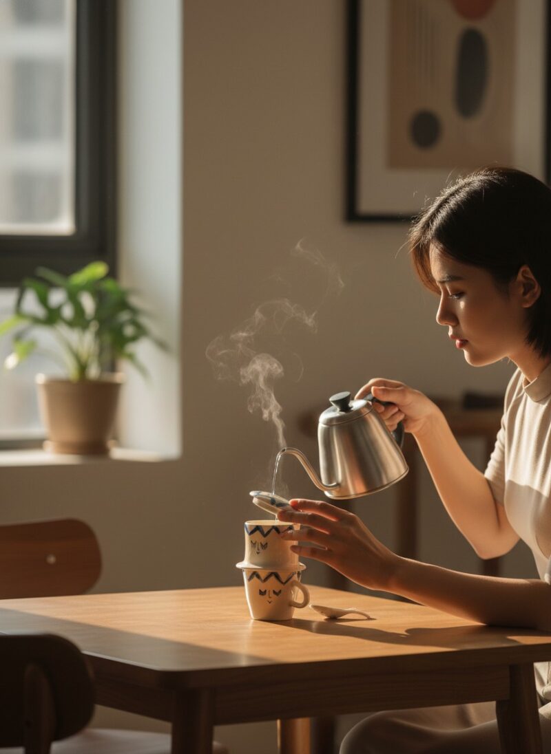 Bộ phin cà phê gốm sứ hoạ tiết Khuôn Mặt Mơ Màn...