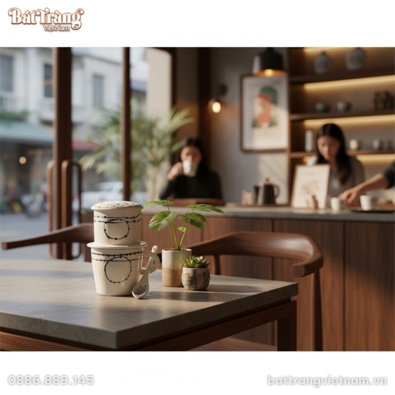 Trong một quán cà phê hiện đại với kiến trúc và...