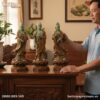 Cận cảnh bộ tượng Tây Phương Tam Thánh men ngọc...