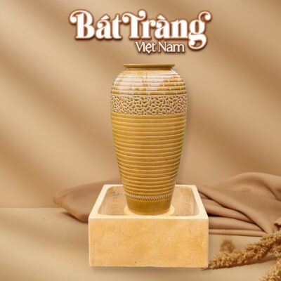 Chum nước men hoàng thổ hoạ tiết kẻ ô gạch BT-LN17