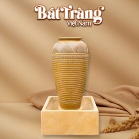 Chum nước men hoàng thổ hoạ tiết kẻ ô gạch BT-LN16