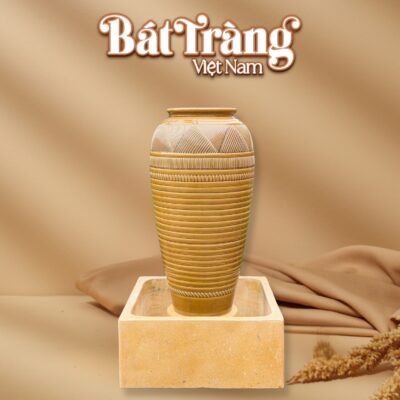 Chum nước men hoàng thổ hoạ tiết kẻ ô gạch BT-LN16