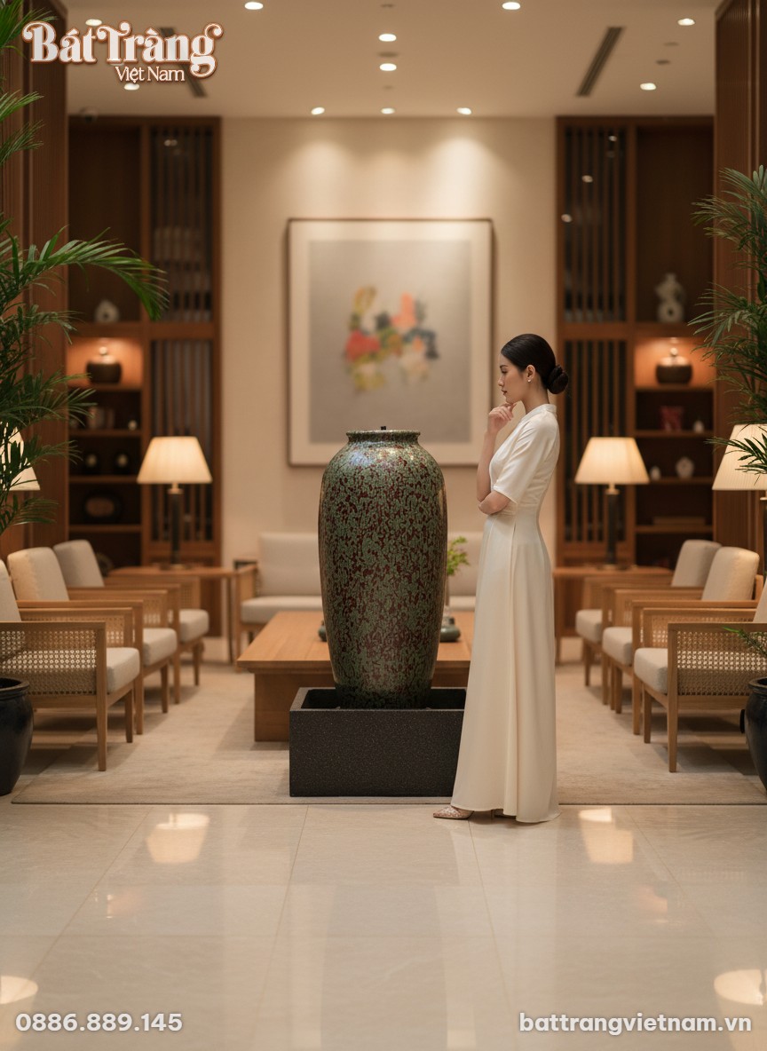 Chum gốm B&aacute;t Tr&agrave;ng men hoả biến cao 95cm, d&aacute;ng ...