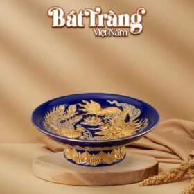 Mâm bồng thờ cao cấp men Hoàng Kim Thuỷ Lam BT-ĐT103