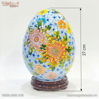 Kích thước Trứng tài lộc hoạ tiết vẽ tay "Hoa Khai Phú Quý" BT-TG04
