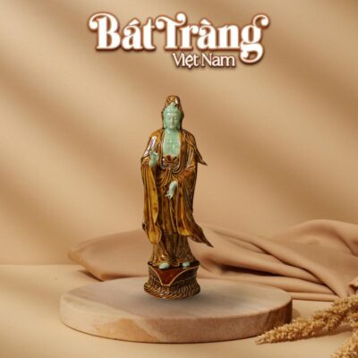 Tượng Quán Thế Âm Bồ Tát men ngọc hoàng thổ BT-TP06