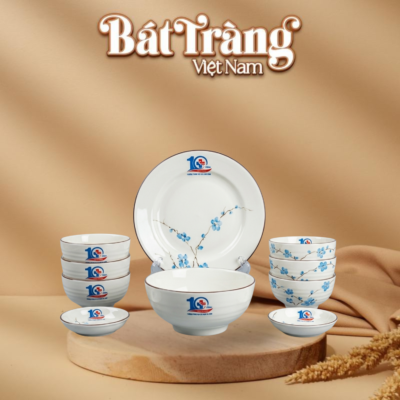 Bộ bát đĩa quà tặng in logo theo yêu cầu BT-QT117