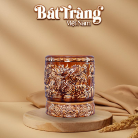 Bát hương cao cấp hoạ tiết rồng men hoàng thổ BT-ĐT118