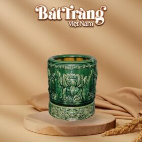 Bát hương thờ cao cấp men Lục Bảo hoạ tiết hoa sen BT-ĐT145