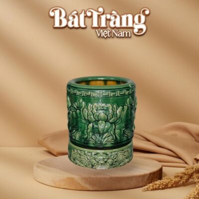 Bát hương thờ cao cấp men Lục Bảo hoạ tiết hoa sen BT-ĐT145 - Ảnh đại diện