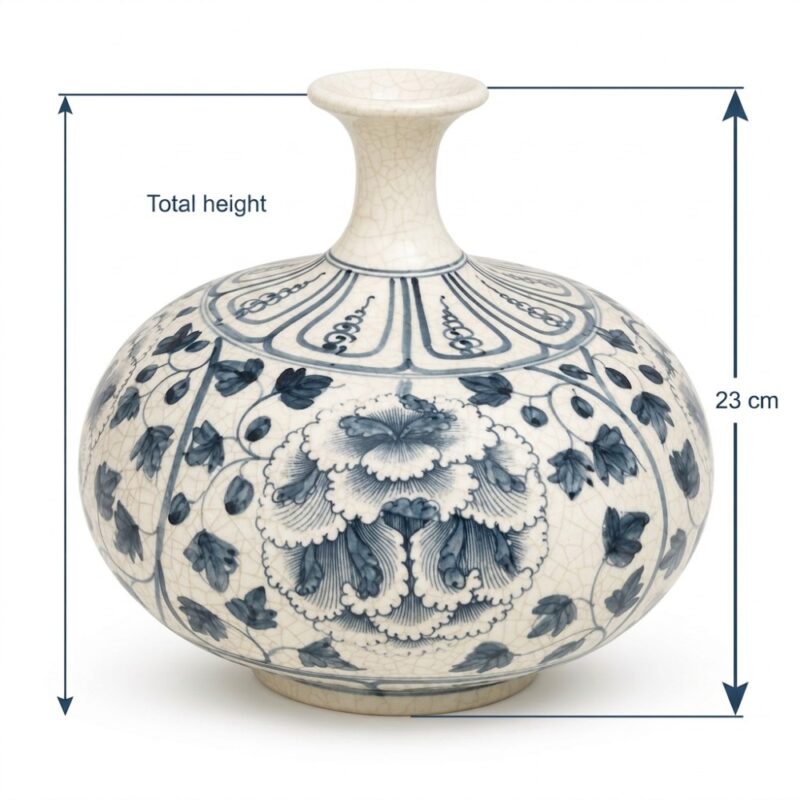 Kích thước Bình hút lộc dáng dẹt men rạn hoạ tiết hoa phù dung vẽ tay BT-BHL115 Kích thước Bình hút lộc dáng dẹt men rạn hoạ tiết hoa phù dung vẽ tay BT-BHL115