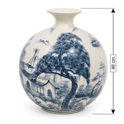 Kích thước Bình Hút Lộc Men Rạn Cổ Vẽ Lam Họa Tiết Tùng Lâm Sơn Thủy BT-BHL116L11