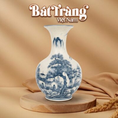 Bình tỏi men rạn hoạ tiết sơn thuỷ vẽ tay cao 55cm BT-TB15 - Ảnh đại diện