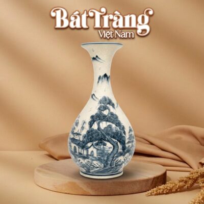 Bình tỏi tỳ bà men rạn hoạ tiết sơn thuỷ vẽ tay cao 58cm BT-LTB05 - Ảnh đại diện