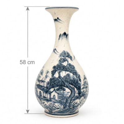 Kích thước Bình tỏi tỳ bà men rạn hoạ tiết sơn thuỷ vẽ tay cao 58cm BT-LTB05