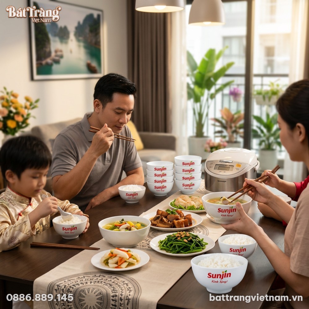 Bàn ăn gia đình Việt Nam hiện đại ấm cúng, gia ...