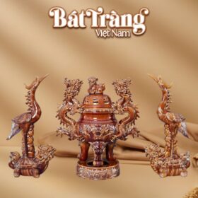 Bộ tam sự thờ cao cấp men hoàng thổ BT-ĐT142