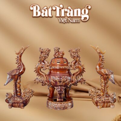Bộ tam sự thờ cao cấp men hoàng thổ BT-ĐT142 - Ảnh đại diện
