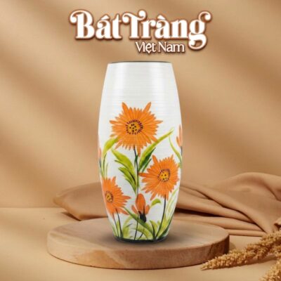 Lọ hoa dáng bom hoạ tiết hoa hướng dương in logo làm quà tặng BT-QT111 - Ảnh đại diện