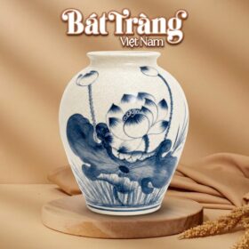 Lọ hoa dáng giỏ cua men rạn hoa sen BT-LH111