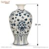 Kích thước Lọ hoa dáng mai bình hoạ tiết hoa dây men rạn BT-LH109