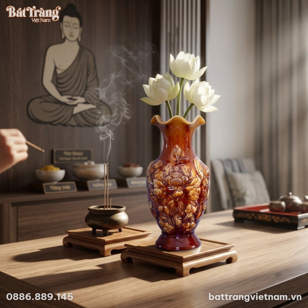 Ảnh chụp góc tĩnh lặng của ban thờ Phật hiện đạ...