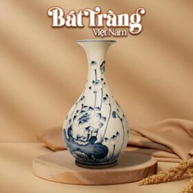 Lọ tỏi bình tỳ bà men rạn hoạ tiết hoa sen BT-LTB06