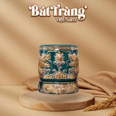 Bát hương thờ cao cấp men lục bảo vẽ vàng hoạ tiết rồng BT-ĐT177 - Ảnh đại diện
