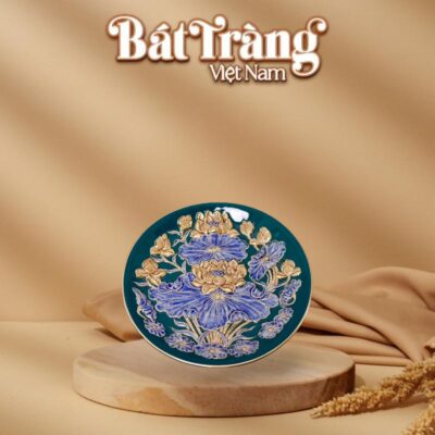 Mâm bồng thờ cao cấp men lục bảo hoàng kim hoạ tiết sen vẽ vàng BT-ĐT178 - Ảnh đại diện