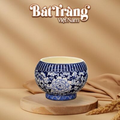 Ang tròn không đế men lam hoạ tiết hoa phù dung BT-LH-123 - Ảnh đại diện