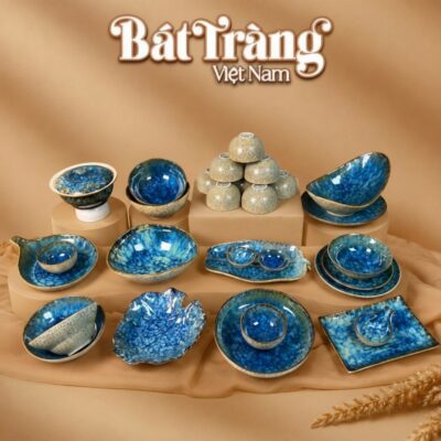 Bộ bát đĩa 30 món men hoả biến bọt biển xanh dương BT_BD125 - Ảnh đại diện
