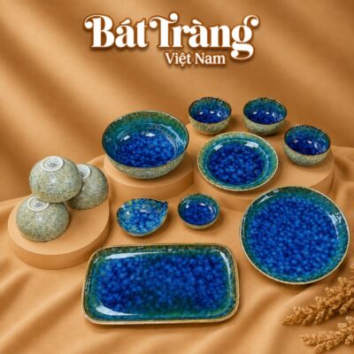 Bộ bát đĩa men hoả biến xanh dương 12 chi tiết BT-BD138 - Ảnh đại diện