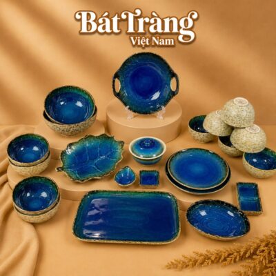 Bộ bát đĩa men hoả biến xanh dương 22 chi tiết Bát Tràng BT-BD133 - Ảnh đại diện
