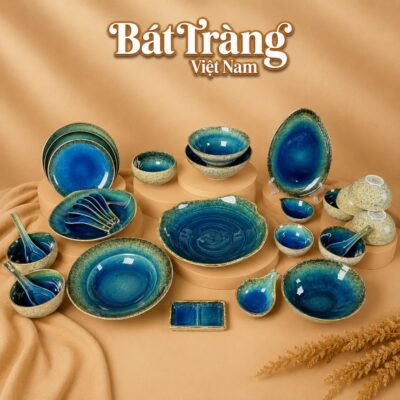Bộ bát đĩa men xanh dương hoả biến 31 chi tiết Bát Tràng BT-BD132 - Ảnh đại diện