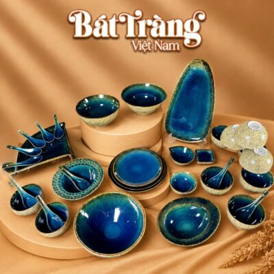 Bộ bát đĩa men xanh dương hoả biến 33 chi tiết Bát Tràng BT-BD135 - Ảnh đại diện