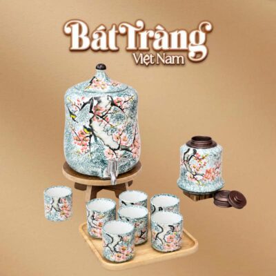 Bộ bình nước 6L dáng quả đu đủ kèm hũ trà hoạ tiết mùa xuân BT-BN22 - Ảnh đại diện