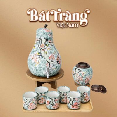Bộ bình nước dáng quả lê 4L kèm ly kèm hũ trà men xanh dương loang BT-BN27 - Ảnh đại diện