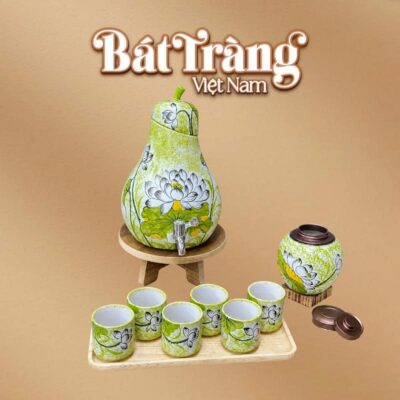Bộ bình nước dáng quả lê 4L màu vàng chanh kèm hũ trà hoạ tiết hoa sen BT-BN27 - Ảnh đại diện