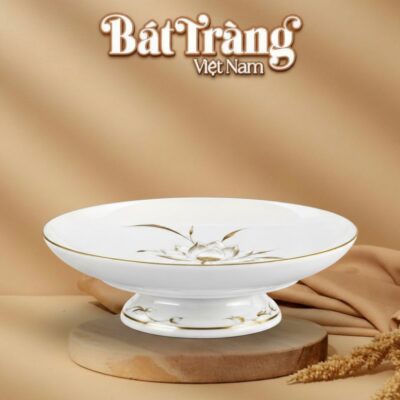 Mâm bồng thờ cao cấp hoạ tiết sen vẽ vàng 24k men bạch ngọc BT-ĐT185 - Ảnh đại diện