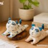 Tượng Mèo Gốm Bát Tràng Vẽ Tay Họa Hoa Nhí BT-TG11 - Chi tiết 2