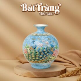 Bình hút lộc men vân đá xanh dương công đào Vinh Hoa Phú Quý BT-BHL122