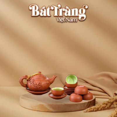 Bộ ấm chén gốm tử sa đắp nổi hoa sen nở Bát Tràng BT-AC92 - Ảnh đại diện