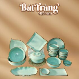 Bộ bát đĩa gia đình men ngọc viền nâu 20 chi tiết BT-BD146