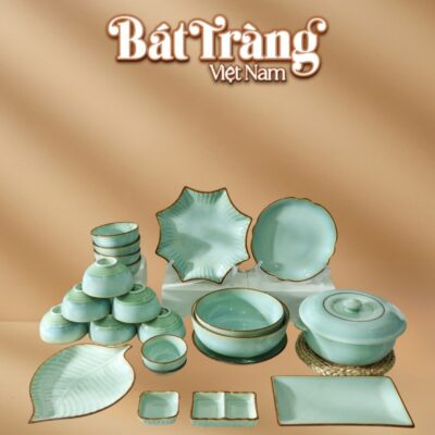 Bộ bát đĩa gia đình men ngọc viền nâu 22 chi tiết BT-BD146 - Ảnh đại diện